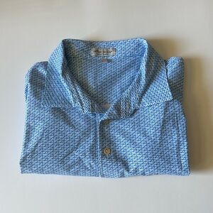 Peter Millar Summer Comfort Blue Patterned Polo Shirt - Large